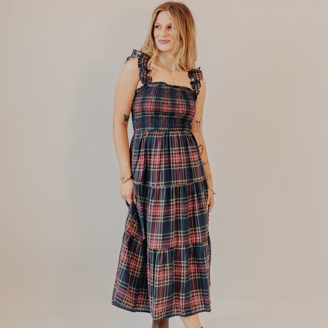 black blue dress vs white gold Hyacinth House Blue Gingham Prim Maxi Dress Blue Gingham / M